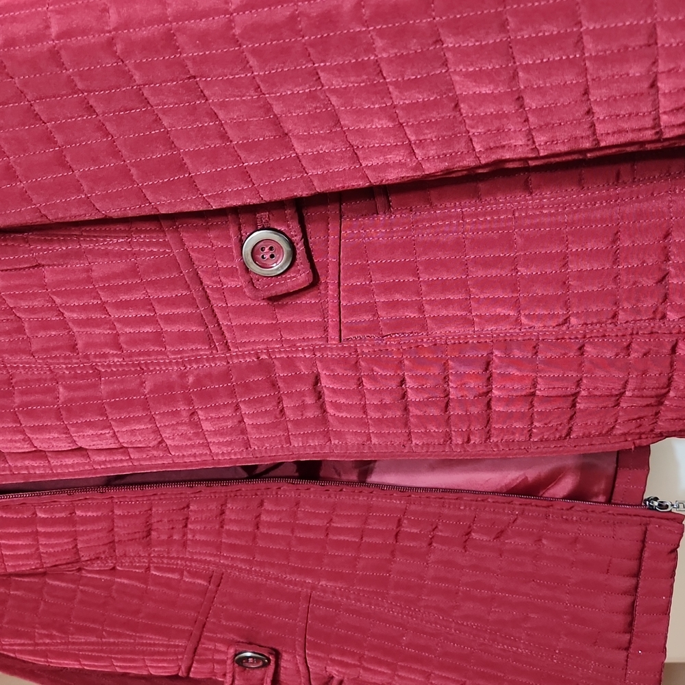 Gallery, Womens, Quilted Zip Coat, Maroon, Red and Pewter - Picture 7 of 14